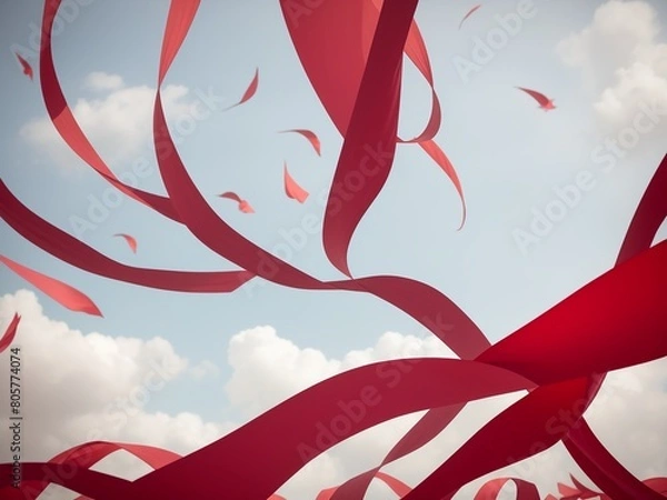 Obraz 風になびく色鮮やかなリボン, generative ai