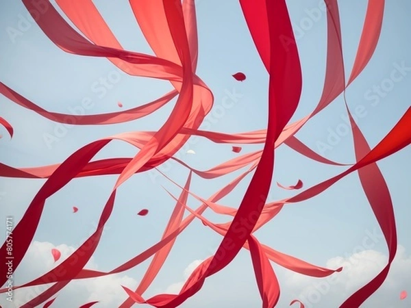 Obraz 風になびく色鮮やかなリボン, generative ai