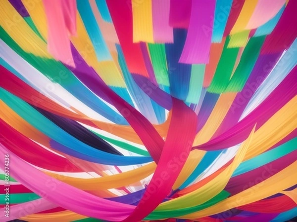 Obraz 風になびく色鮮やかなリボン, generative ai