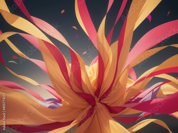 Obraz 風になびく色鮮やかなリボン, generative ai