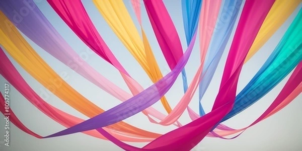 Obraz 風になびく色鮮やかなリボン, generative ai