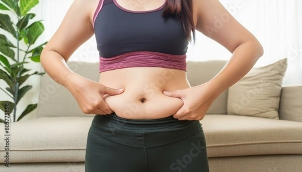 Fototapeta 体重増加,ダイエットライフスタイル、筋肉、脂肪と健康のコンセプト