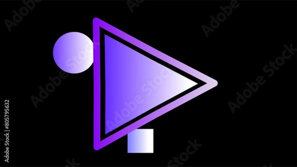 Obraz Play button triangle geometric shape over empty black background