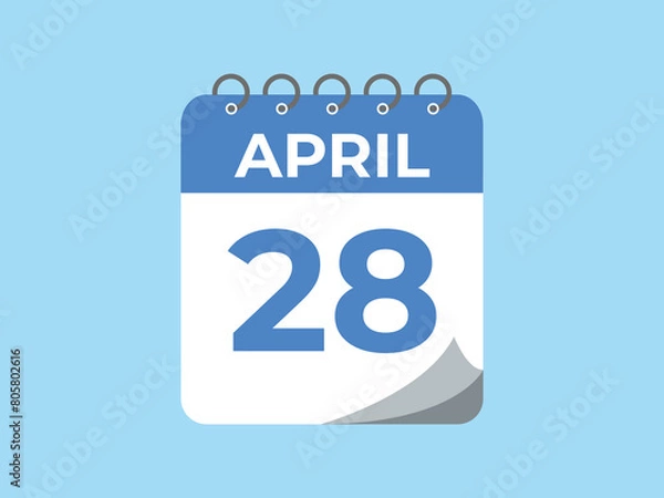 Fototapeta April 28 calendar reminder. 28 April daily calendar icon template. Calendar 28 April icon Design template. Vector illustration

