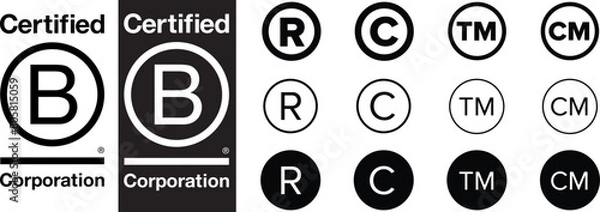 Obraz Certified B Corp Icon, B Corp Certification logo. B Corp Certification logotype, logo, icon, emblem. Certification standard.