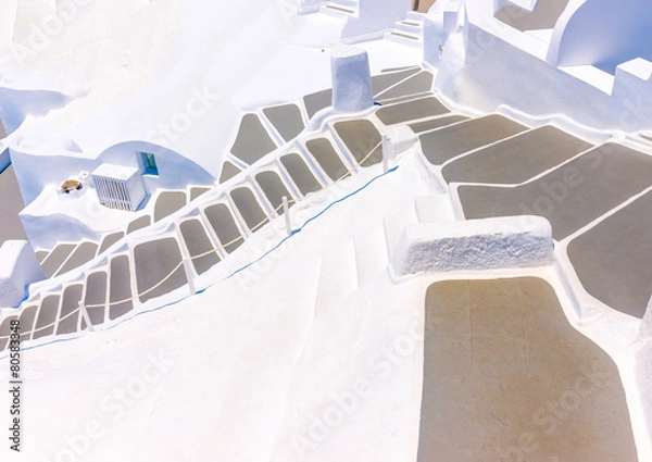 Fototapeta Beautiful steps in Oia at Santorini island in Greece