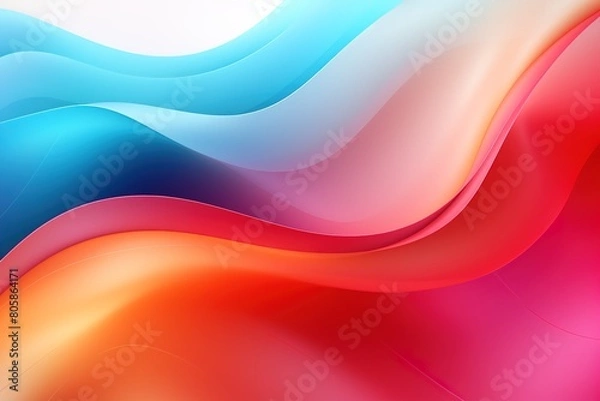 Fototapeta A colorful wave with a red stripe on the left and a yellow stripe on the right