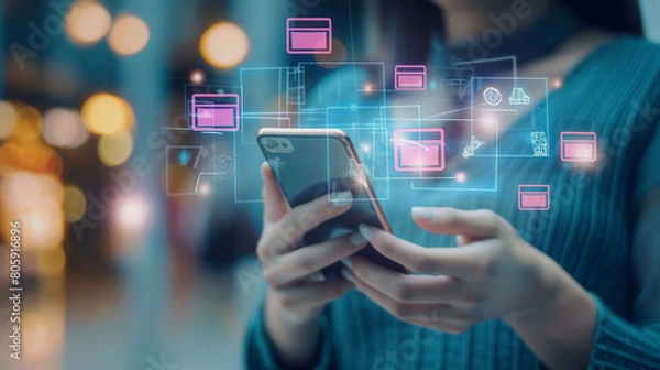 Obraz Dive into the convenience of omni channel retailing with an app that seamlessly integrates multiple shopping platforms, providing access to a diverse range of products and services
