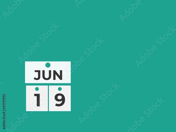 Fototapeta June 19 calendar reminder. 19 June daily calendar icon template. Calendar 19 June icon Design template. Vector illustration
