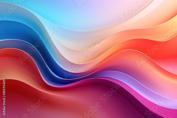 Fototapeta A colorful wave with a red stripe on the left and a yellow stripe on the right
