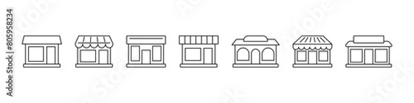 Fototapeta Shop icon set. Store build icons collection. Vector illustration