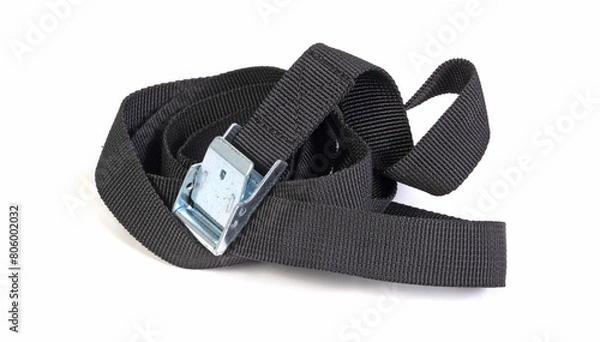 Obraz Black ratchet strap isolated on white background