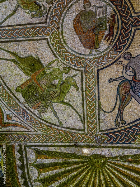 Obraz Details of Roman Mosaic at Littlecote, Near Hungerford, Engalnd, UK.