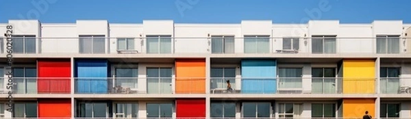 Obraz Vibrant Living: Residential Complex Building Featuring Colorful Bay Windows Exterior