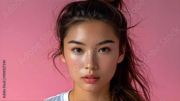 Obraz French Twist Hairstyle: Beautiful Girl Volleyball Athlete Images, Graceful Updo on Lovely Female Volleyball Players, Elegant Hairdo for Volleyball Athletes, Chic Twist Style on Stunning Girls