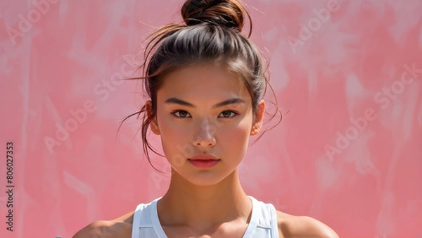 Obraz French Twist Hairstyle: Beautiful Girl Volleyball Athlete Images, Graceful Updo on Lovely Female Volleyball Players, Elegant Hairdo for Volleyball Athletes, Chic Twist Style on Stunning Girls