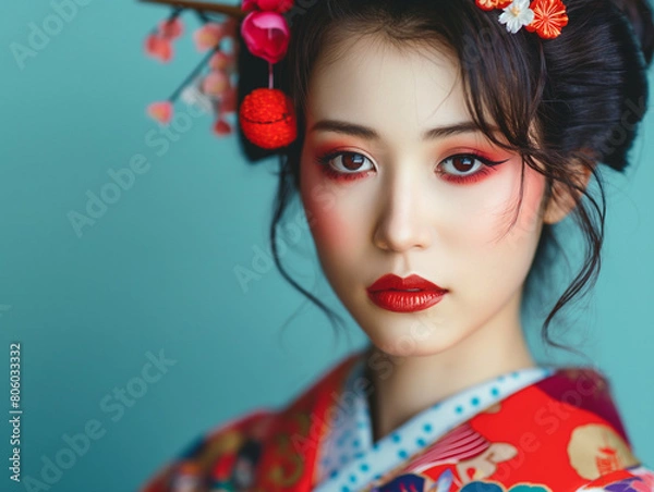 Fototapeta 和風メイクの女性