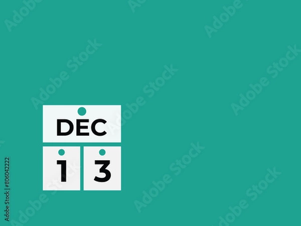 Fototapeta December 13 calendar reminder. 13 December daily calendar icon template. Calendar 13 December icon Design template. Vector illustration
