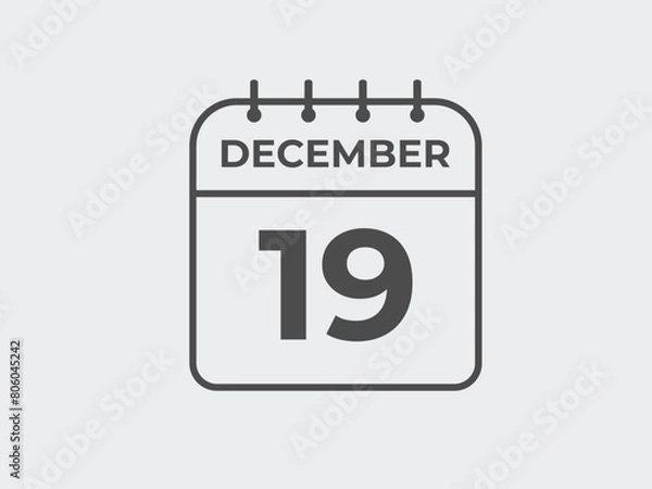 Fototapeta December 19 calendar reminder. 19 December daily calendar icon template. Calendar 19 December icon Design template. Vector illustration
