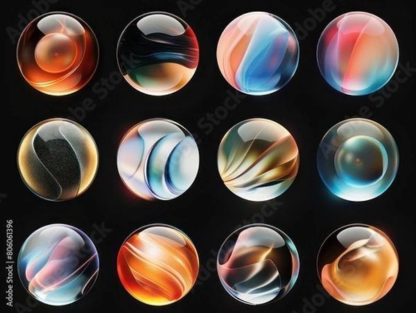 Fototapeta round shape icon colored gradient, black background