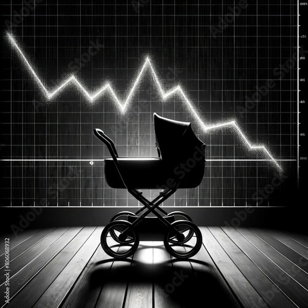 Fototapeta Dwindling Birth Rate: A Visual Metaphor in Monochrome