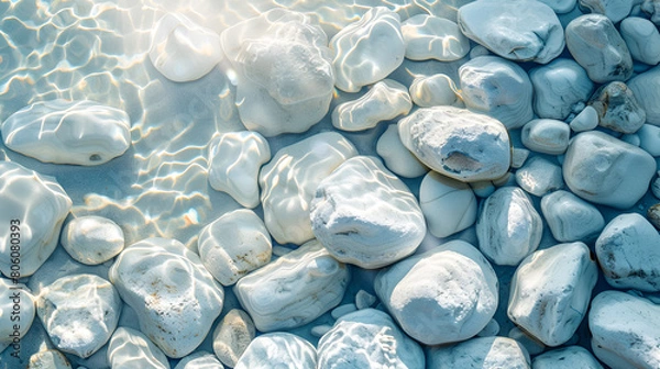 Fototapeta Beautiful Beach with white stone ,generative ai