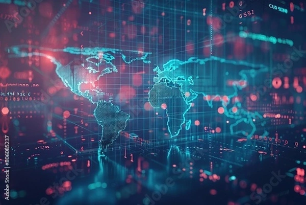 Obraz Stock photo style image a Digital world map