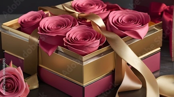 Obraz "Unwrap a unique and visually stunning gift, carefully crafted with a diverse range of styles and variations, inspired by the elegance of roses."