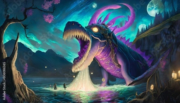 Fototapeta landscape with a dragon