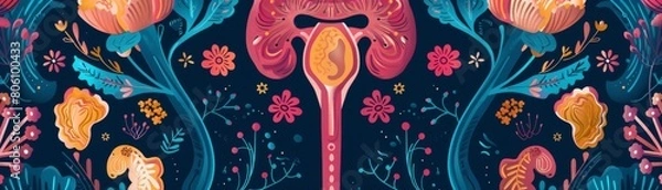 Fototapeta Infographic poster on bladder health, including tips for maintaining a healthy urinary system, vibrant and informative for public health campaigns