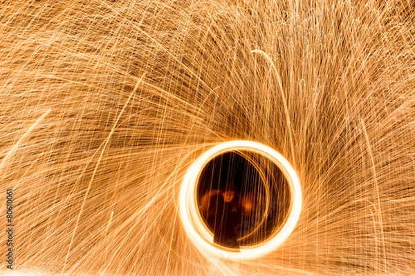 Obraz Fire-jugglers perform a show on Sai Kiew beach