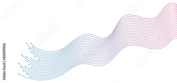 Obraz Abstract wavy lines element background. Suitable for AI, tech, network, science, digital technology theme