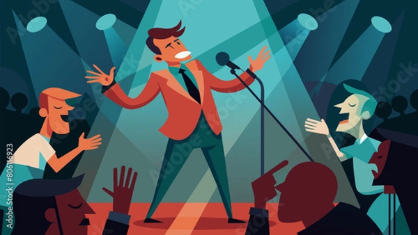 Fototapeta The ensembles singer had a powerful voice that echoed through the concert hall spreading fear a the audience with every note. The accompanying.