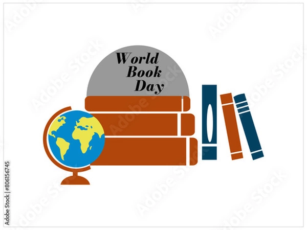 Fototapeta Hand drawn world book day background,Free vector hand drawn world book day background,books in realistic style,World book day vector image,Gradient world book day illustration with reading book.
