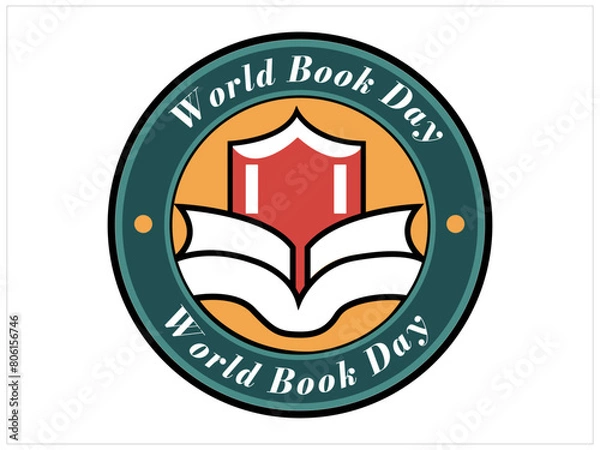 Obraz Hand drawn world book day background,Free vector hand drawn world book day background,books in realistic style,World book day vector image,Gradient world book day illustration with reading book.
