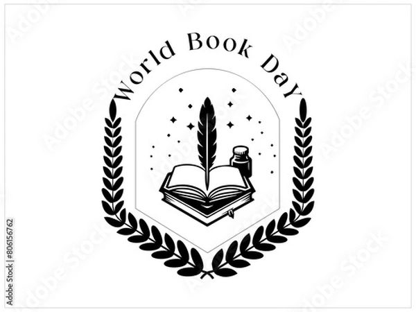 Fototapeta Hand drawn world book day background,Free vector hand drawn world book day background,books in realistic style,World book day vector image,Gradient world book day illustration with reading book.
