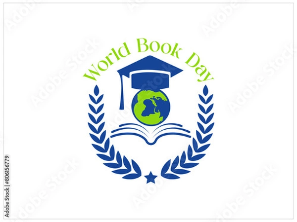 Fototapeta Hand drawn world book day background,Free vector hand drawn world book day background,books in realistic style,World book day vector image,Gradient world book day illustration with reading book.
