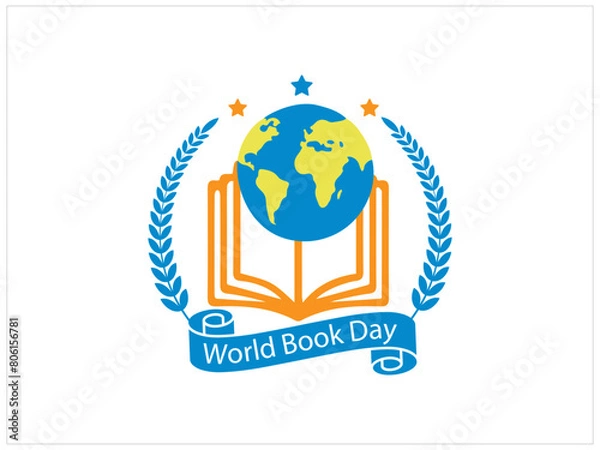 Fototapeta Hand drawn world book day background,Free vector hand drawn world book day background,books in realistic style,World book day vector image,Gradient world book day illustration with reading book.

