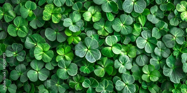 Obraz four leaf clover on green shamrock background