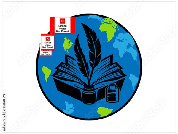 Fototapeta Hand drawn world book day background,Free vector hand drawn world book day background,books in realistic style,World book day vector image,Gradient world book day illustration with reading book.
