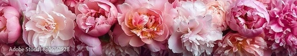 Fototapeta Cluster of Pink Peonies Adorning a Wall
