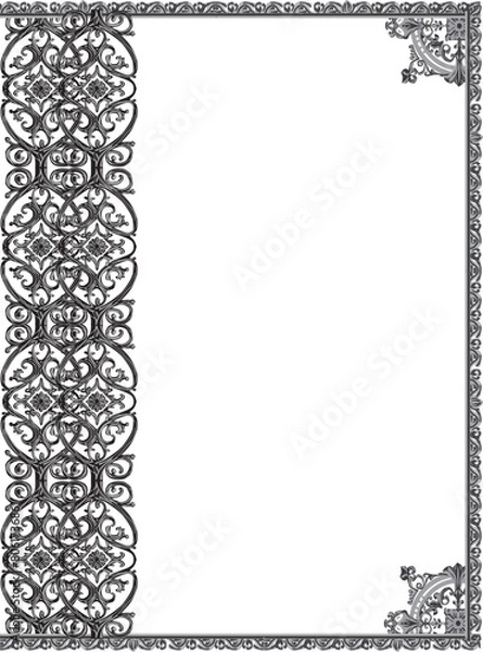 Fototapeta black decorated vertical frame shape ornament