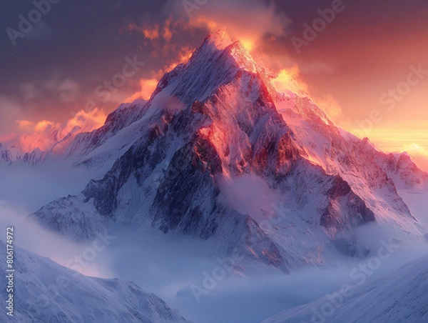 Obraz sunset in the mountains