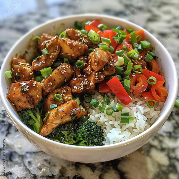 Obraz stir fried chicken with vegetables