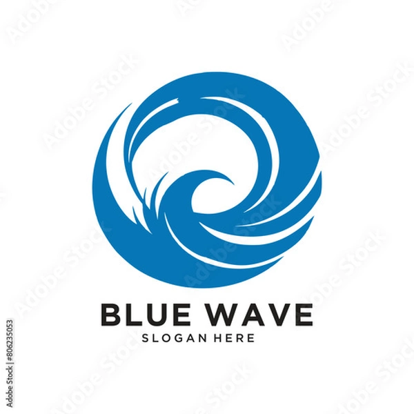 Obraz blue wave logo design vector illustration
