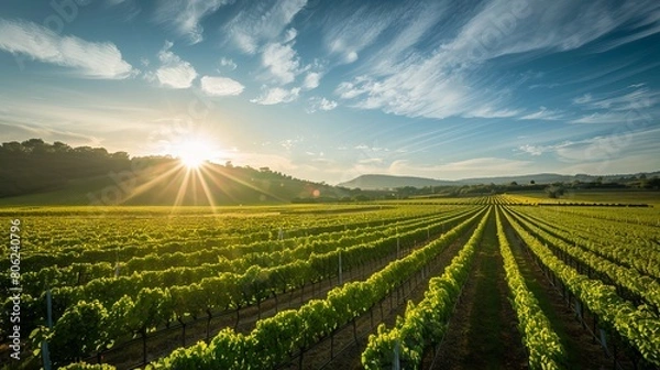 Obraz vineyard at sunset