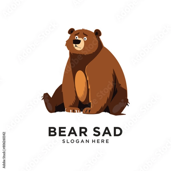 Obraz bear sad character logo design vector illustration