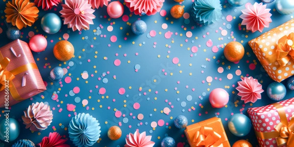 Obraz Colorful Birthday Party Decoration and Gifts.