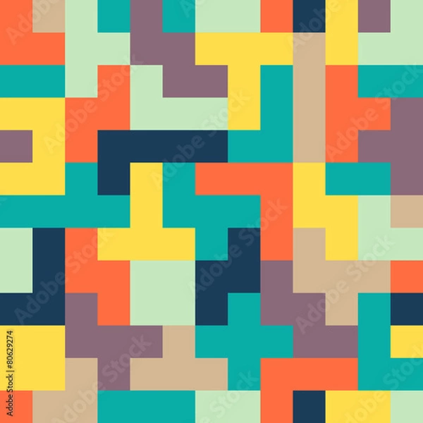 Fototapeta Seamless colorful Abstract background made of tetris shapes