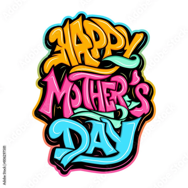 Obraz Happy Mother's Day graffiti typography art illustration